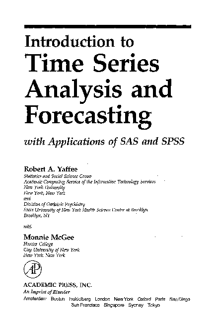 (PDF) Introduction to time series analysis and forecasting