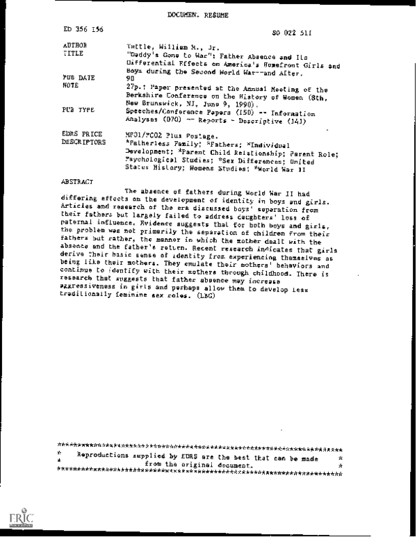 Research papers father absence image