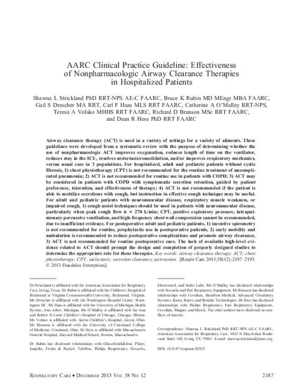 (PDF) AARC Clinical Practice Guideline: Effectiveness of ...