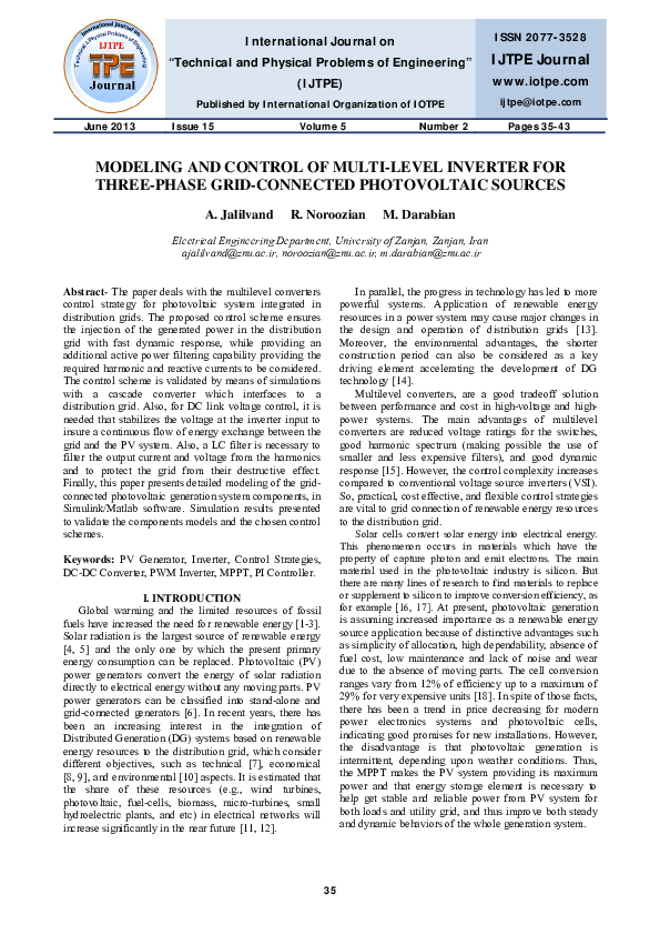 (PDF) Modeling and Control of Multi-Level Inverter for Three-Phase Grid ...