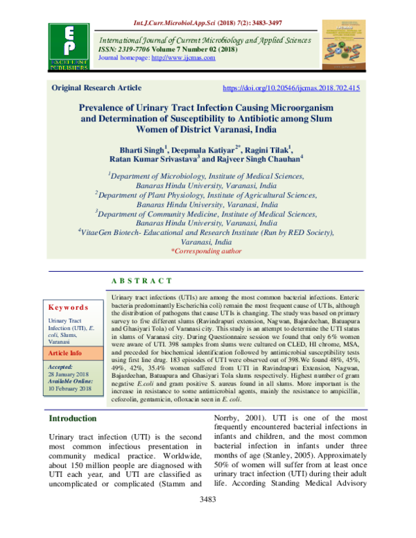 (PDF) Prevalence of Urinary Tract Infection Causing Microorganism and ...