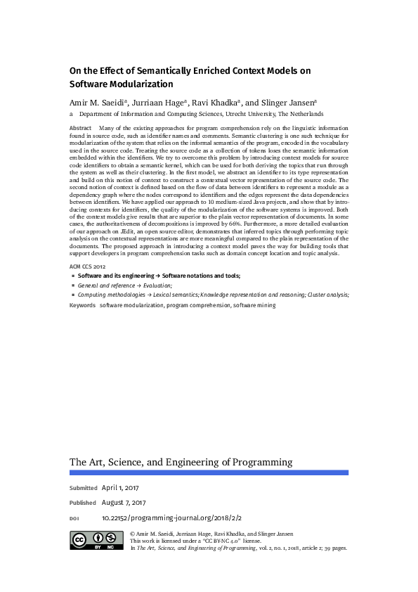 (PDF) On the Effect of Semantically Enriched Context Models on Software ...