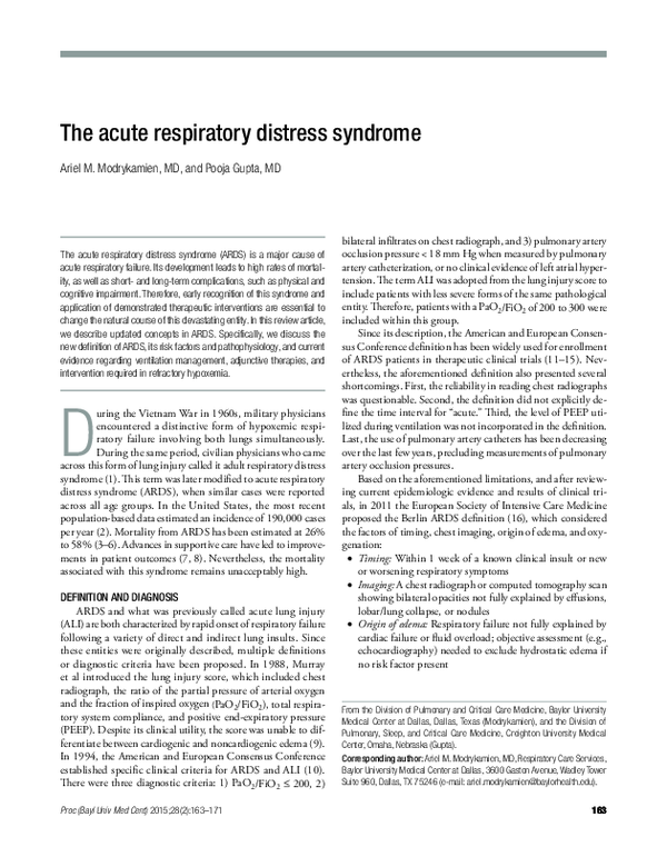 (PDF) The acute respiratory distress syndrome
