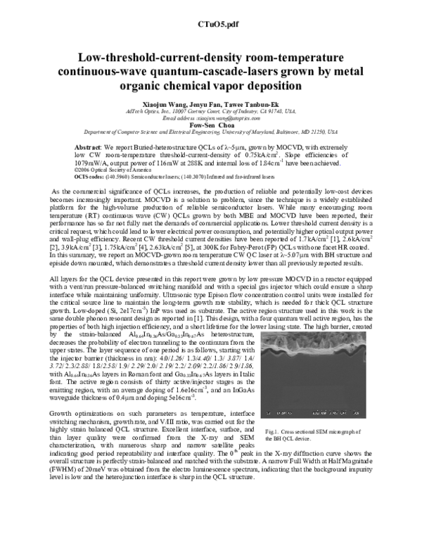 (PDF) Low threshold quantum-cascade lasers of room temperature ...