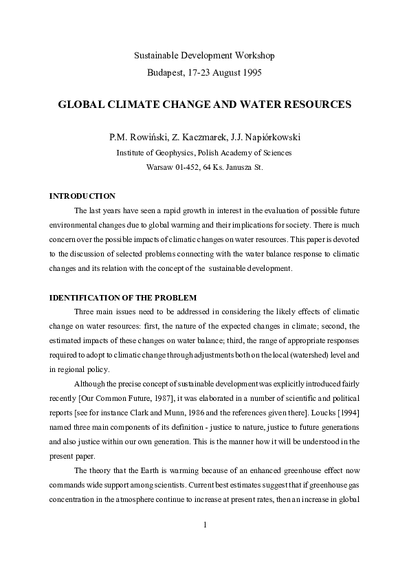 (PDF) Global Climate Change and Water Resources