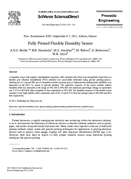 (PDF) Fully Printed Flexible Humidity Sensor