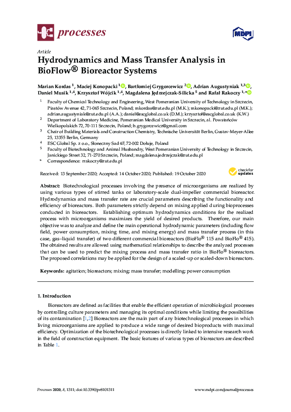 (PDF) Hydrodynamics and Mass Transfer Analysis in BioFlow® Bioreactor ...