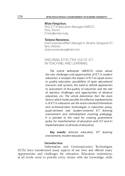 (PDF) Ensuring Effective Use of Ict in Teaching and Learning