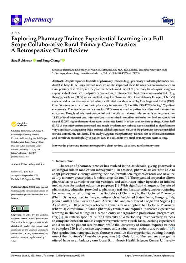 (PDF) Exploring Pharmacy Trainee Experiential Learning in a Full Scope ...
