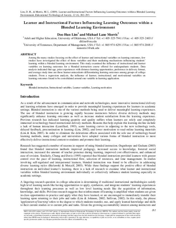 (PDF) Learner and instructional factors influencing learning outcomes ...