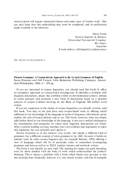 (PDF) Pattern Grammar: A Corpus-driven Approach to the Lexical Grammar ...