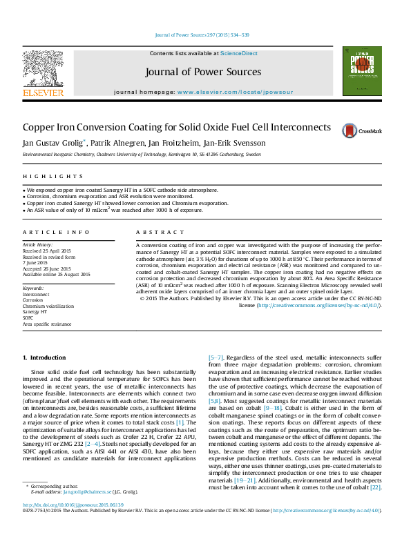 (PDF) Copper Iron Conversion Coating for Solid Oxide Fuel Cell ...