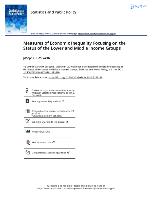 (PDF) Measures of Economic Inequality Focusing on the Status of the ...