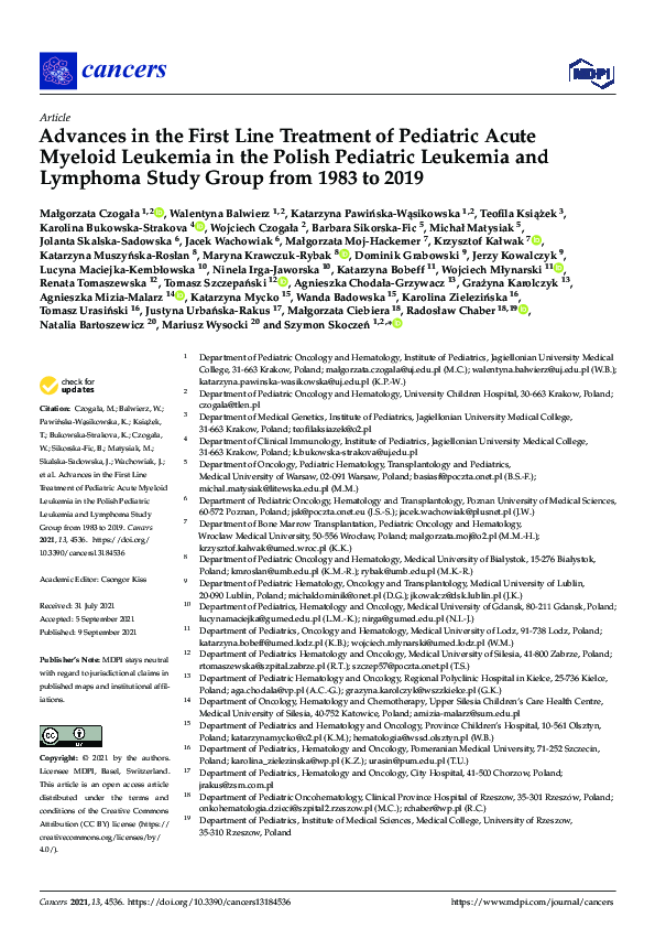 (PDF) Advances in the First Line Treatment of Pediatric Acute Myeloid ...
