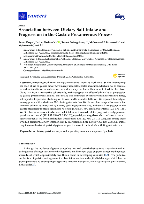 (PDF) Association between Dietary Salt Intake and Progression in the ...