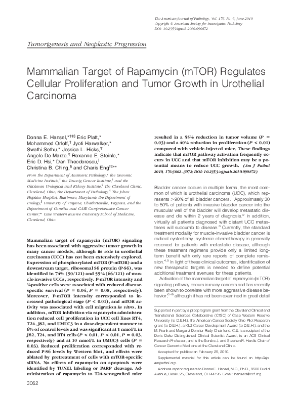 (PDF) Mammalian Target of Rapamycin (mTOR) Regulates Cellular ...