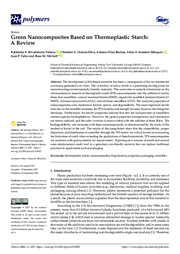 (PDF) Green Nanocomposites Based on Thermoplastic Starch: A Review