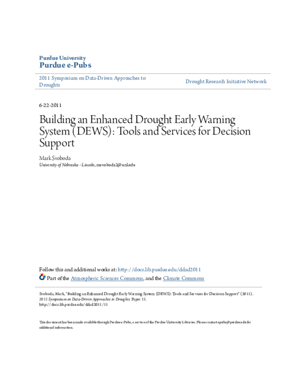 (PDF) Building an Enhanced Drought Early Warning System (DEWS) Tools