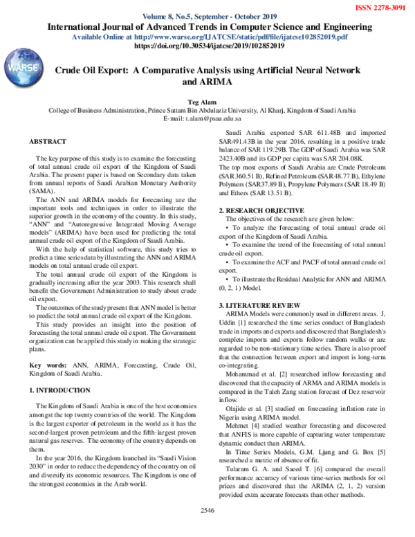 (PDF) Crude Oil Export: A Comparative Analysis using Artificial Neural ...