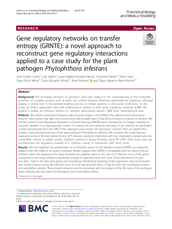 (PDF) Gene regulatory networks on transfer entropy (GRNTE): a novel ...