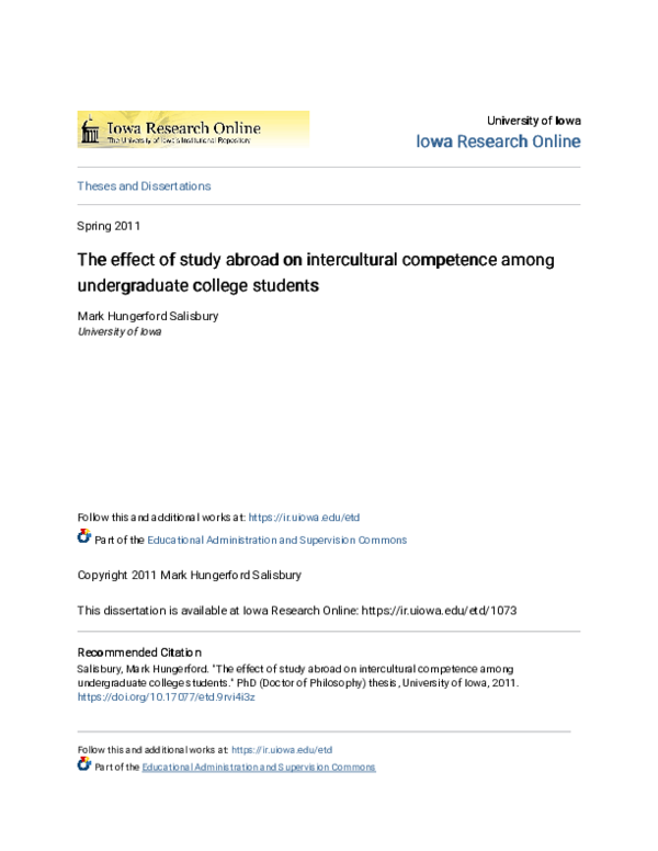 (PDF) The Effect of Study Abroad on Intercultural Competence Among ...