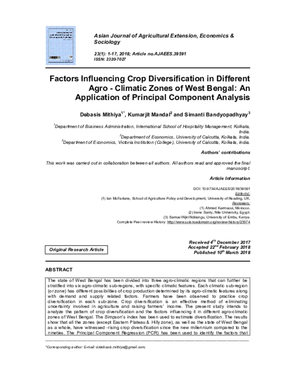 (PDF) Factors Influencing Crop Diversification in Different Agro ...