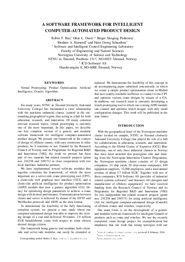(PDF) A Software Framework For Intelligent Computer-Automated Product ...