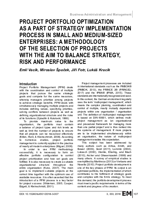 (PDF) Project portfolio optimization as a part of strategy ...