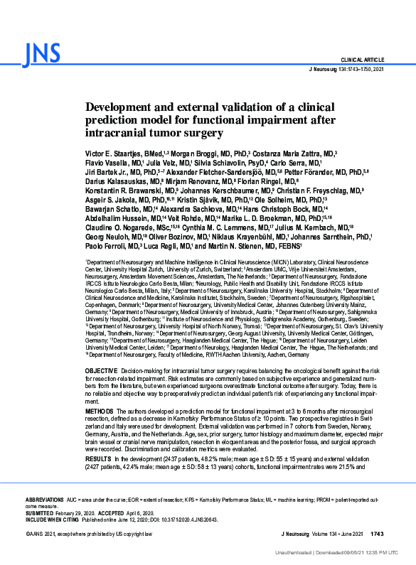 (PDF) Development and external validation of a clinical prediction ...