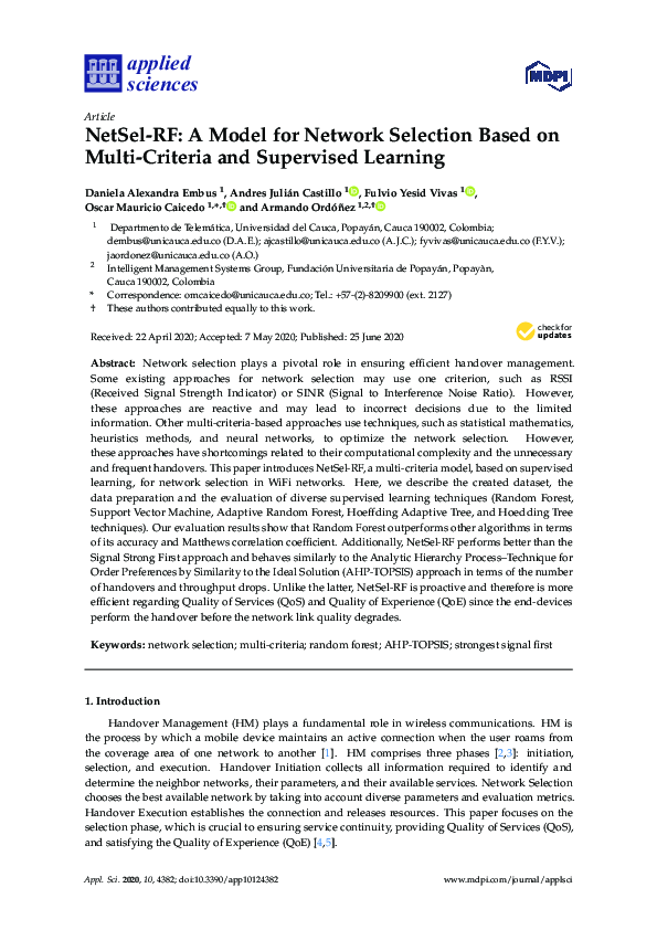 (PDF) NetSel-RF: A Model for Network Selection Based on Multi-Criteria ...