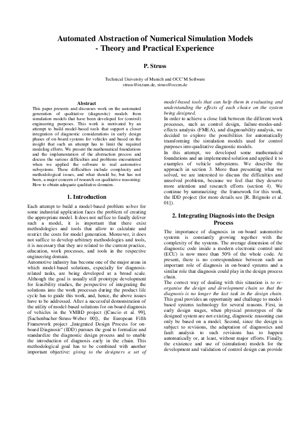 (PDF) Automated abstraction of numerical simulation models-theory and ...