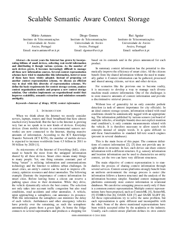 (PDF) Scalable Semantic Aware Context Storage