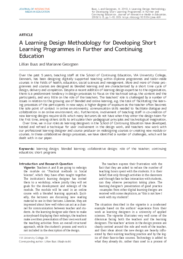 (PDF) A Learning Design Methodology for Developing Short Learning ...