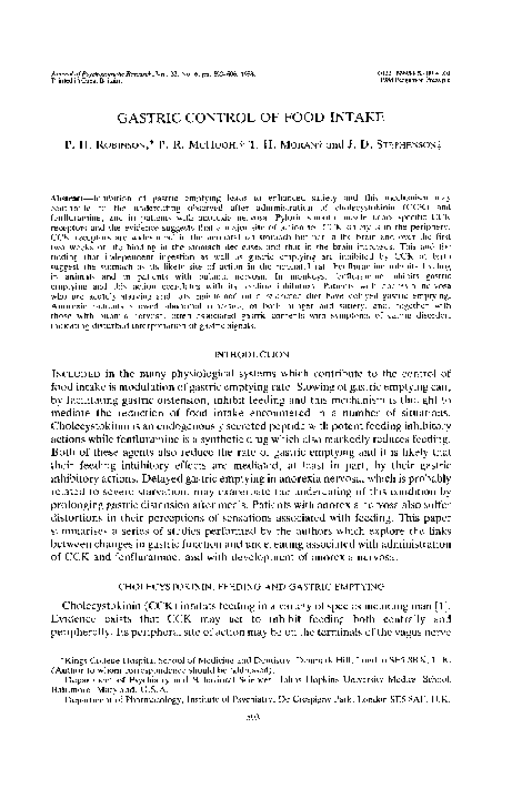 (PDF) Gastric control of food intake
