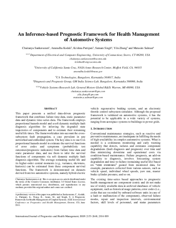 (PDF) An Inference-based Prognostic Framework for Health Management of ...