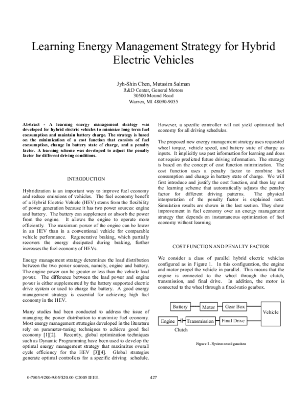 (PDF) Learning Energy Management Strategy for Hybrid Electric Vehicles