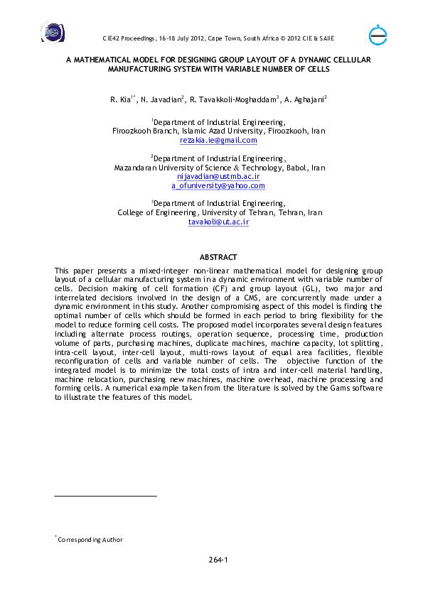 (PDF) A Mathematical Model For Designing Group Layout Of A Dynamic ...