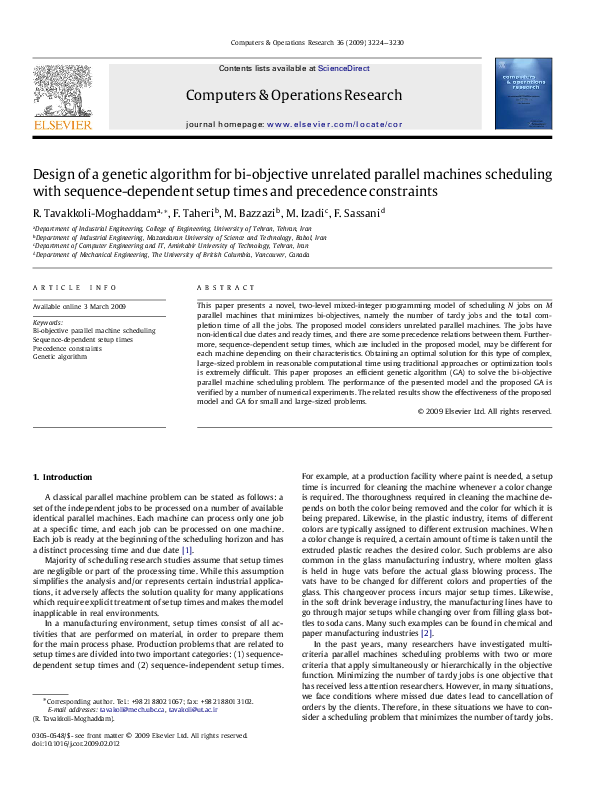 (PDF) Design of a genetic algorithm for bi-objective unrelated parallel ...