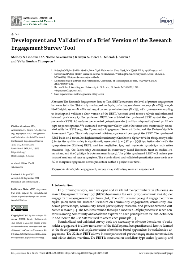 (PDF) Development and Validation of a Brief Version of the Research ...