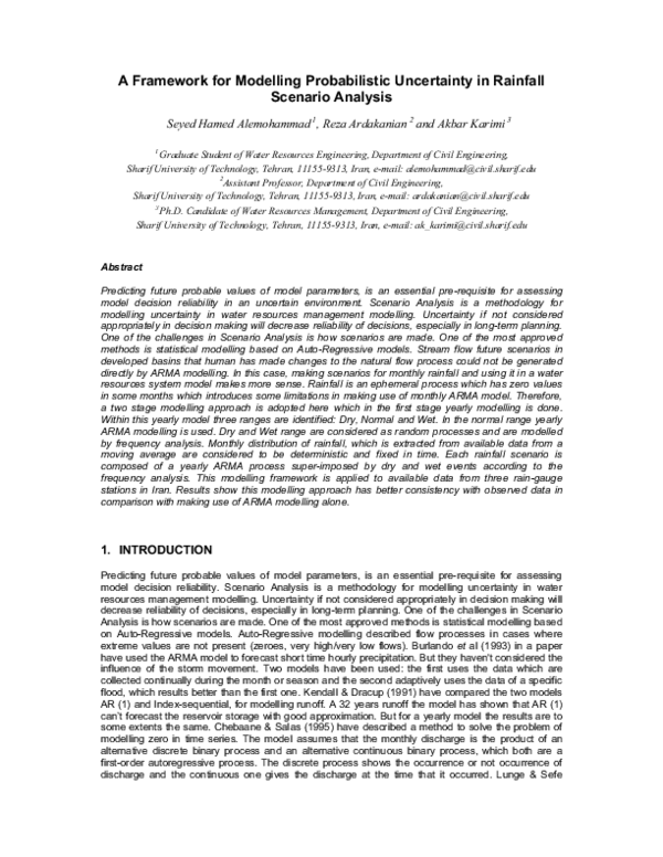 (PDF) A Framework for Modeling Probabilistic Uncertainty in Rainfall ...