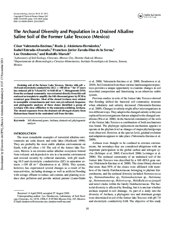 (PDF) The Archaeal Diversity and Population in a Drained Alkaline