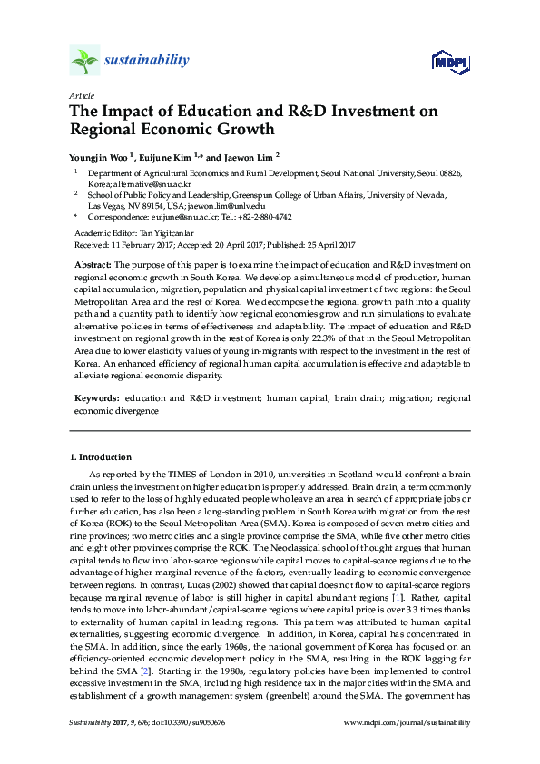 (PDF) The Impact of Education and R&D Investment on Regional Economic ...