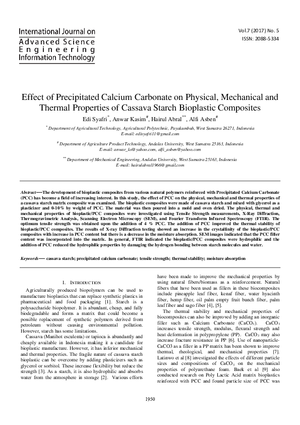 (PDF) Effect of Precipitated Calcium Carbonate on Physical, Mechanical ...
