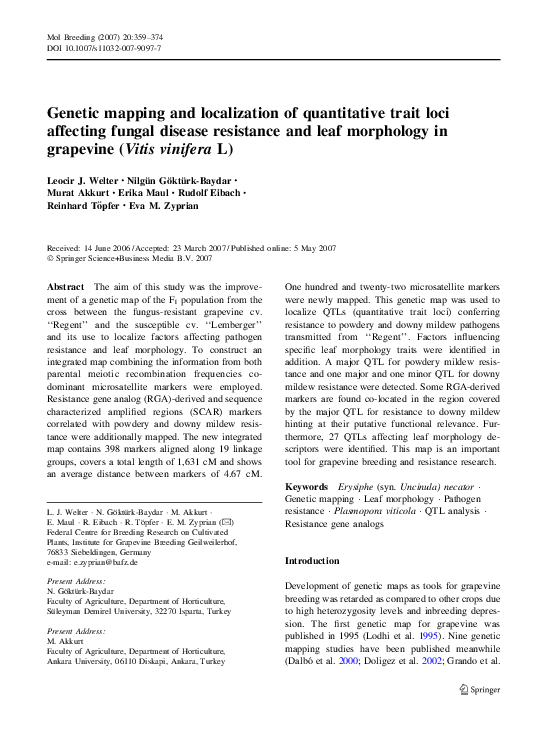(PDF) Genetic mapping and localization of quantitative trait loci ...