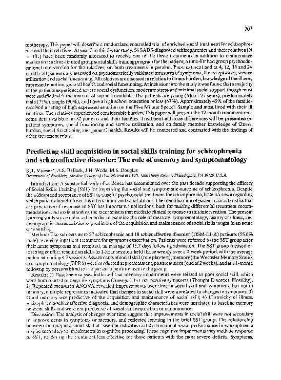 (PDF) Predicting skill acquisition in social skills training for
