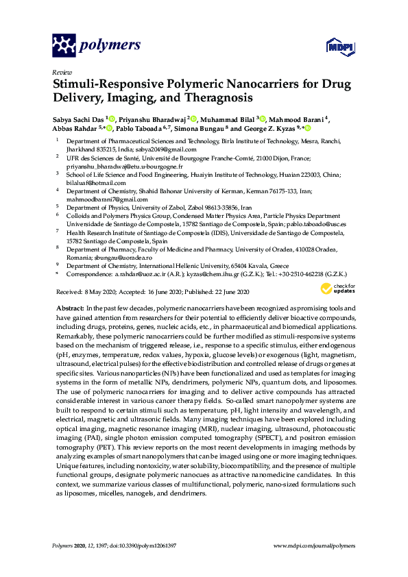 (PDF) Stimuli-Responsive Polymeric Nanocarriers for Drug Delivery ...