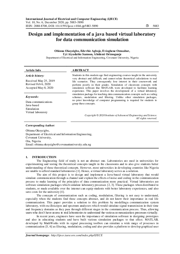 (PDF) Design and implementation of a java based virtual laboratory for ...