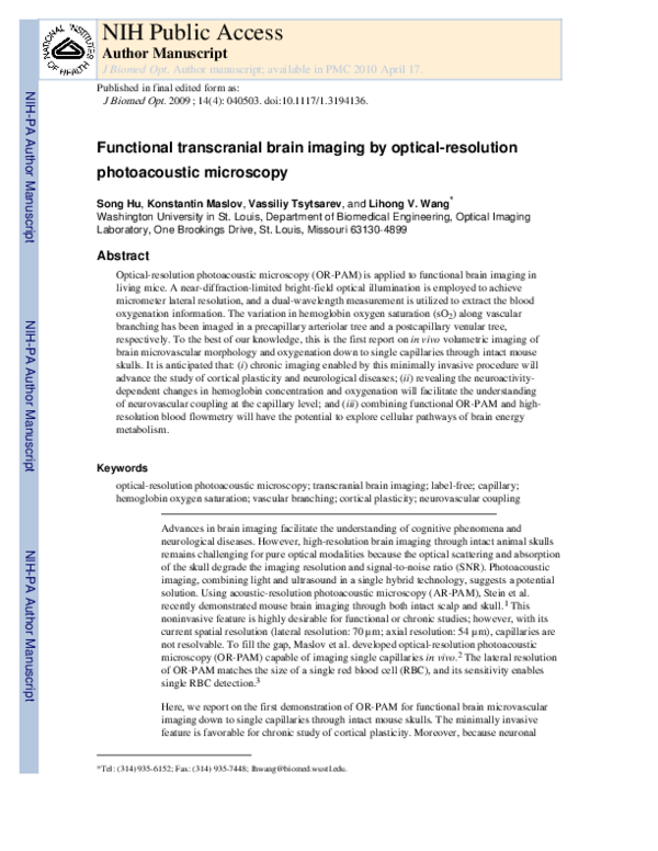 (PDF) Functional transcranial brain imaging by optical-resolution ...
