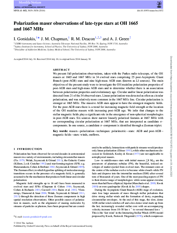 (PDF) Polarization maser observations of late-type stars at OH 1665 and ...
