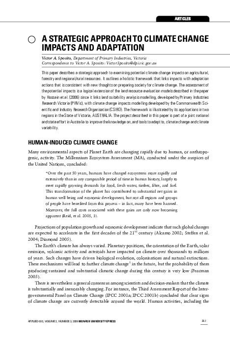 (PDF) A strategic approach to climate change impacts and adaptation